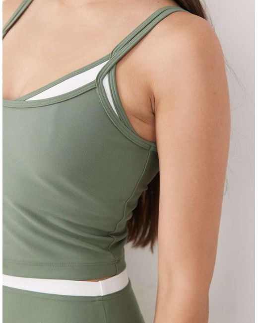 Abercrombie & Fitch Green Ypb Double Layer Scoop Neck Tank Top Co-ord