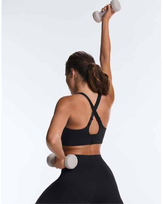 Oysho Blue High-support Compressive Crossover Back Sports Bra
