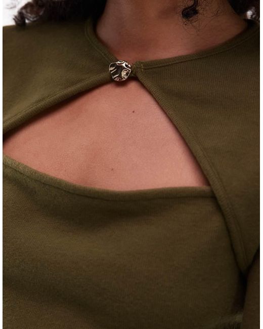 ASOS Green Supersoft Long Sleeve Top With Cut Out Detail