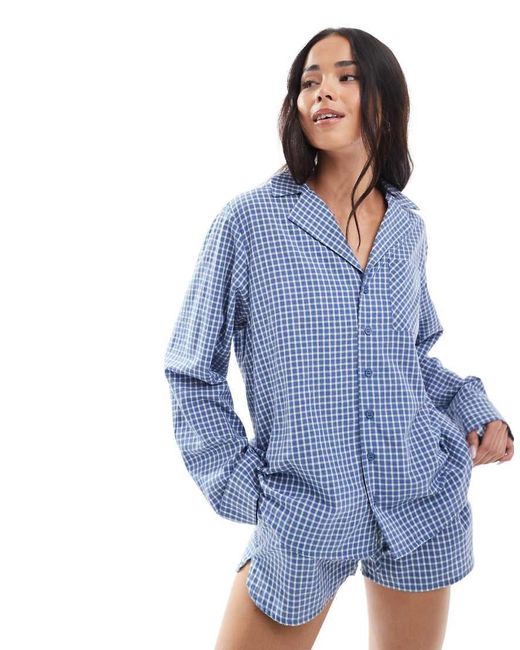 Camisa De Pijama A Cuadros De Daisy Street de color Blue