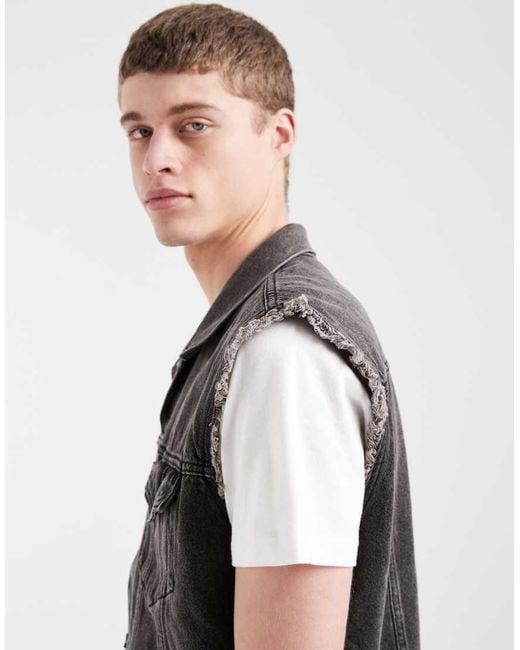 Levi's Gray Relaxed Denim Trucker Vest for men