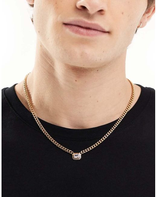 Collana Con Ciondolo Con Cristallo di ASOS in Black da Uomo