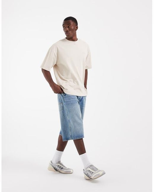 ASOS Natural Heavyweight Oversized T-Shirt Co-Ord With Text Graphic for men