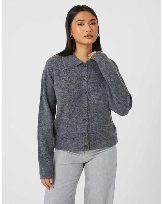 Brave Soul Gray Collared Button Through Knitted Cardigan