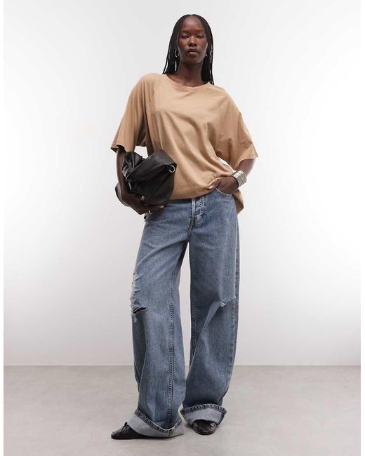Weekday Brown Boxy Fit Raglan T-shirt