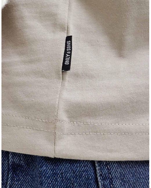Only & Sons Gray Relaxed Fit T-Shirt for men