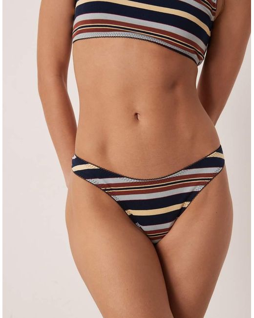 ASOS White Taylor Stripe High Leg Thong