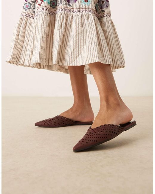 ASOS Natural Labyrinth Cut-out Pointed Flat Mules
