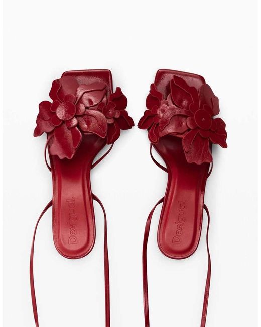 Desigual White Floral Appliqué Sandal