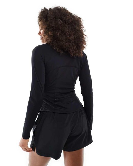 South Beach Black Long Sleeved Zip Up Top