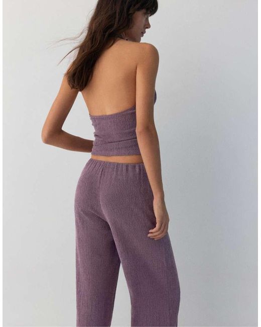 Pull&Bear Purple Crepe Halter Neck Top