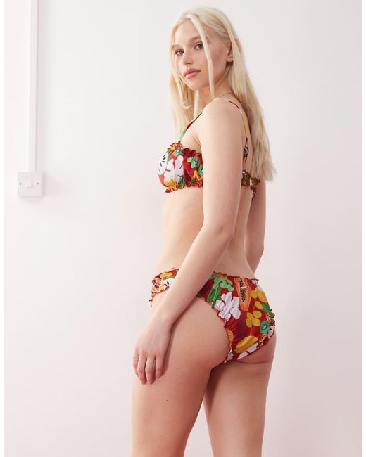 Reclaimed (vintage) Pink Scrunchie Bikini Bottom With Shirring