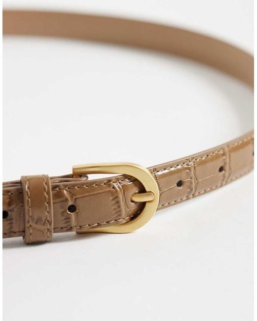 Threadbare Natural Faux Leather Croc Effect Belt With Buckle