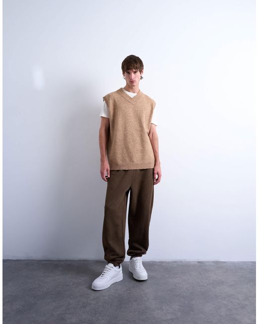 Topman – oversize-strickpullunder in Brown für Herren