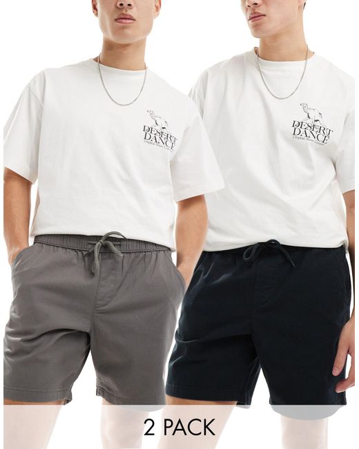 ASOS – 2er-pack schmal geschnittene chino-shorts in White für Herren