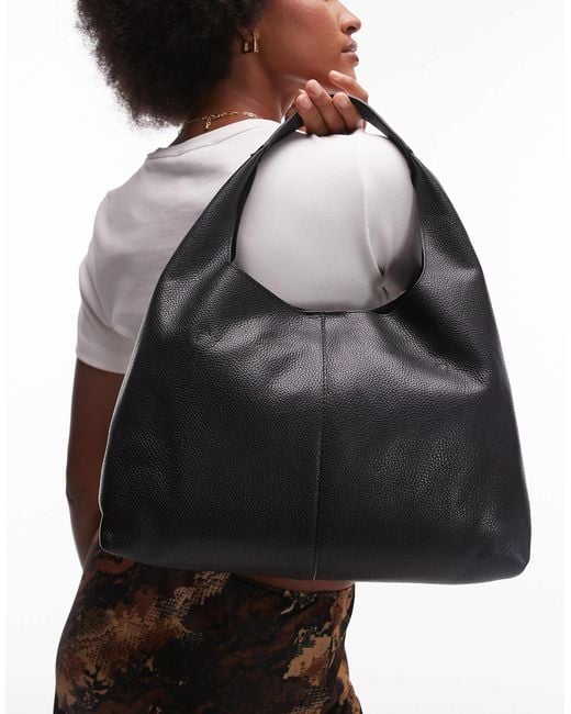 & Other Stories Black Small Leather Tote Bag
