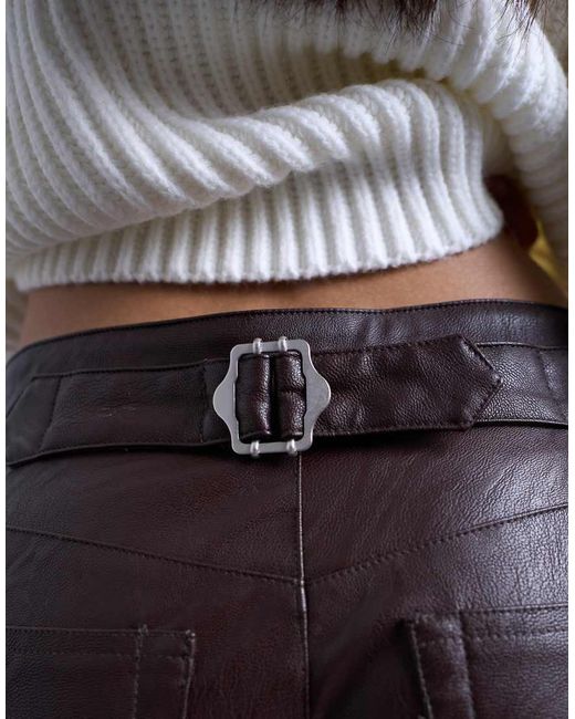 TOPSHOP White Faux Leather Cinch Trouser