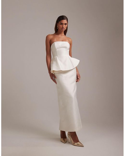 pencil skirt bridesmaid dress ASOS Structured Overlay Wedding With in Brown Wedding guest
