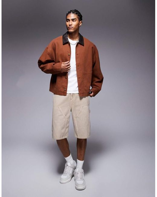 Giacca Casual Oversize Squadrata Color Cuoio Con Colletto di ASOS in Natural da Uomo