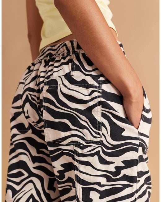 ASOS Natural – gewaschene barrel leg hose mit zebramuster