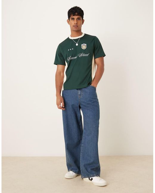 Camiseta Verde Con Diseño Gráfico De Fútbol De Punto Liso De -Blanco Abercrombie & Fitch de hombre de color Green