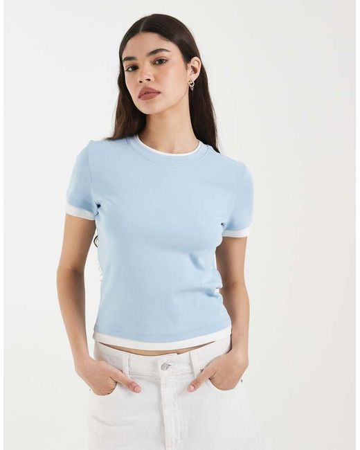 Vero Moda Blue Double Layer Binding Detail T-shirt