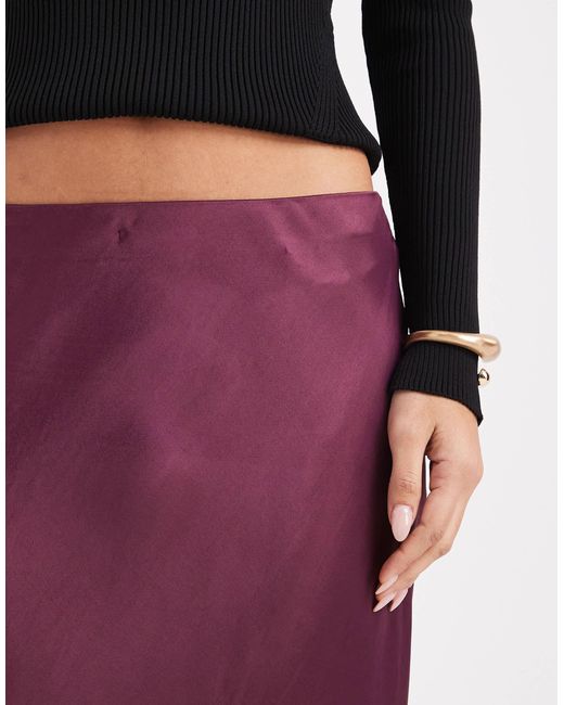 Miss Selfridge Purple Satin Hanky Hem Midi Skirt