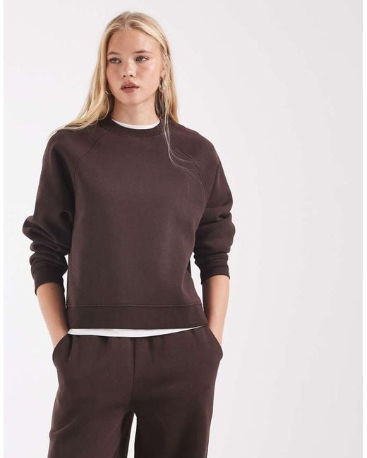 ASOS Brown Regular Raglan Brushback Sweat