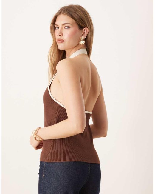 Chaleco Y Color Crema Con Cuello Halter De Canalé De Abercrombie & Fitch de color Blue