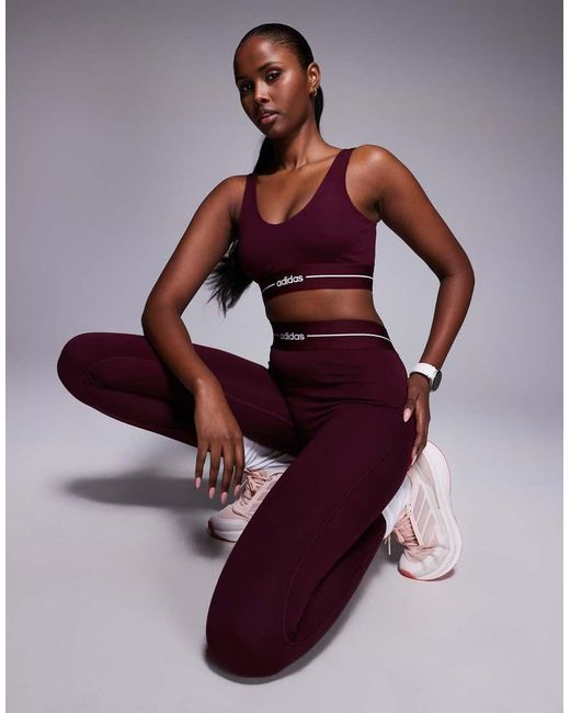 Adidas Originals Gray Adidas Training Hyperglam Linear Low Support Sports Bra