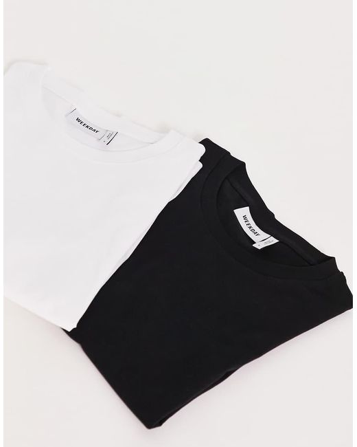 Pack De 2 Camisetas De De Corte Estándar Essence De Weekday de color Black