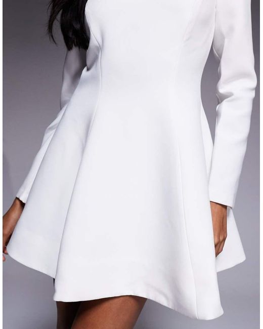 Bardot White Zephyra Long Sleeve Mini Dress