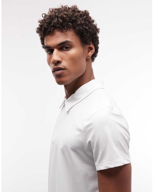 4505 White Quick Dry Performance Polo With Zip Neck for men