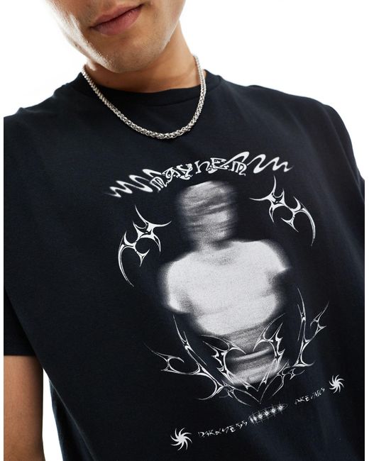 ASOS Blue Oversized T-shirt With Grunge Back Print for men