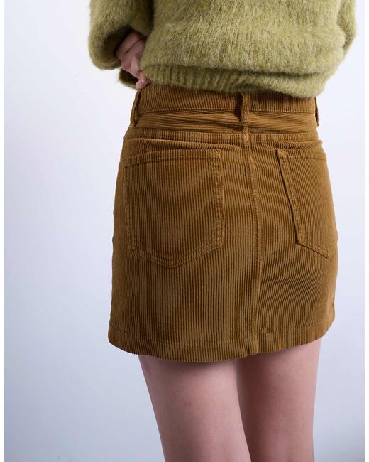 TOPSHOP Green Cord Mini Pelmet Skirt
