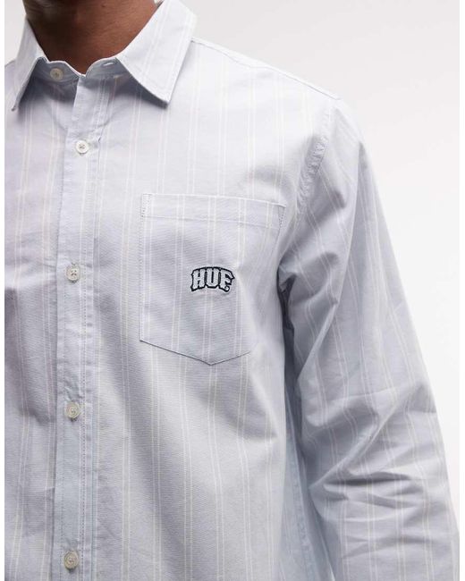 Huf Gray Classic Arch Long Sleeve Oxford Shirt for men