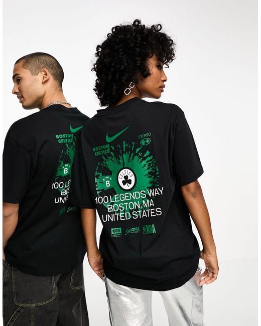 Nike Basketball Green Nba Boston Celtics Unisex Swoosh Records Stereo Graphic T-shirt