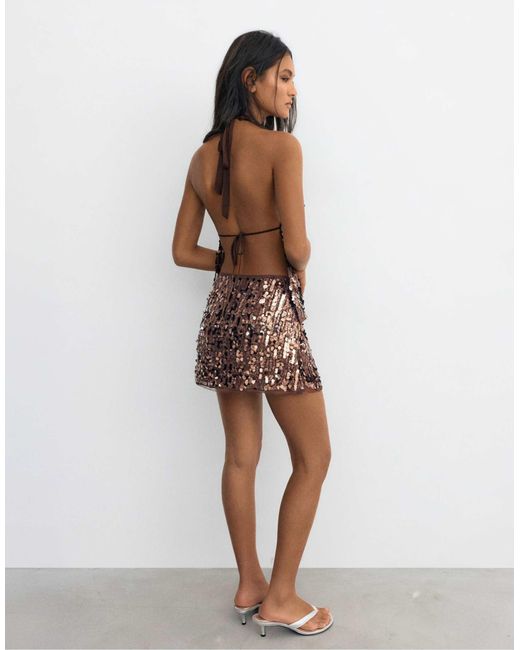 Mini-jupe ornée Pull&Bear en coloris Brown