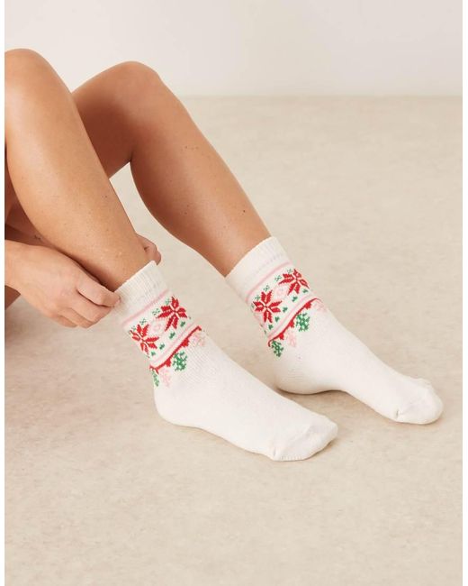 Calzini Soffici Bianchi Con Motivo Fair Isle di ASOS in Natural