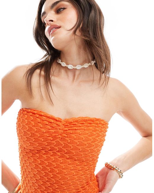 Bershka Orange Textured Mini Dress
