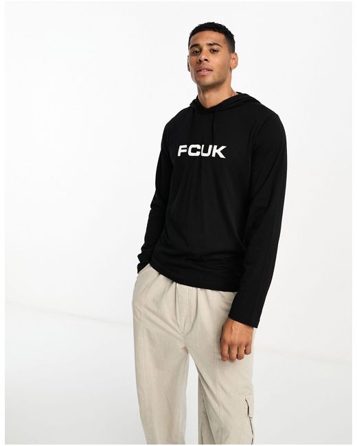 Fcuk - t-shirt à capuche et manches longues French Connection pour homme en coloris Black