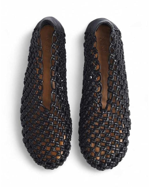 NA-KD Black Leather Knotted Ballerinas