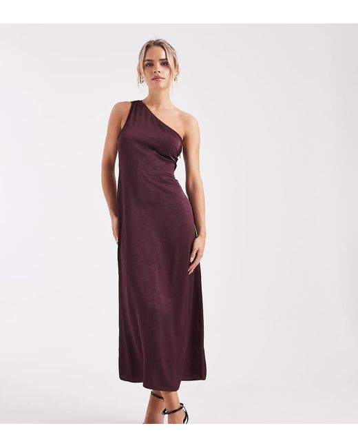 Vero Moda Purple One Shoulder Satin Maxi Dress