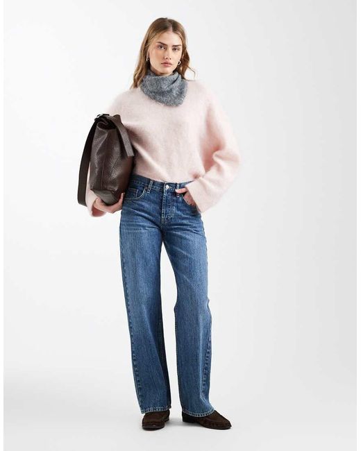 ASOS Trui Van Premium Mohair Met Wijde Mouwen En V-Hals in het Pink