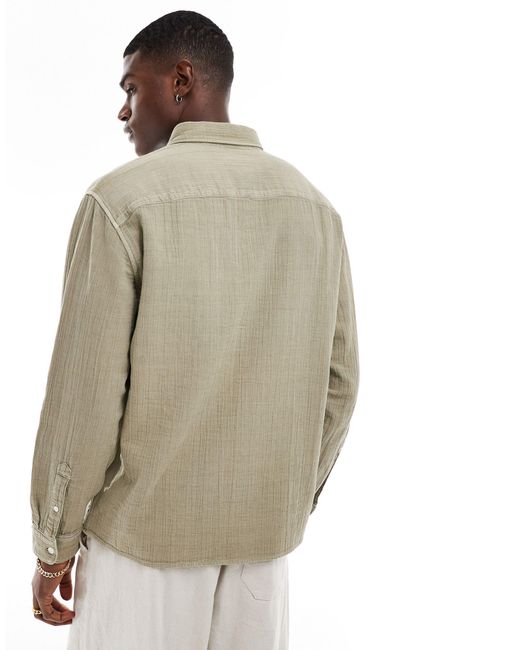 Abercrombie & Fitch – luftiges oversize-hemd in Green für Herren