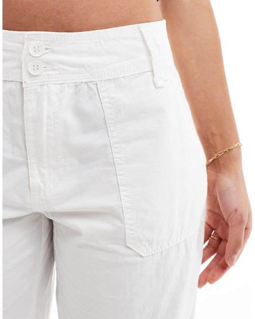 Bershka White Pocket Detail Capri Trousers