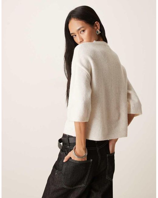Jdy Natural Short Sleeve Knitted Jumper With Wool