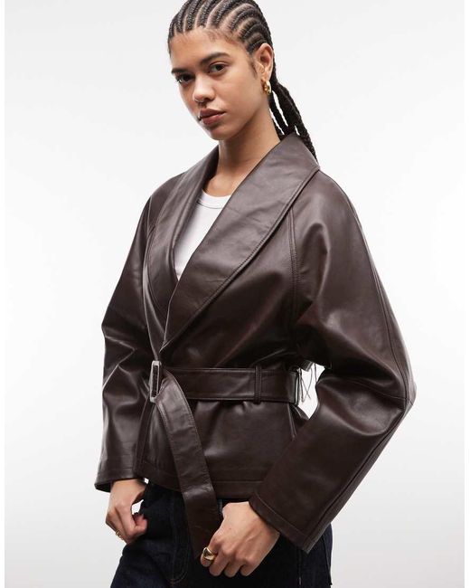 ASOS Black Real Leather Belted Jacket