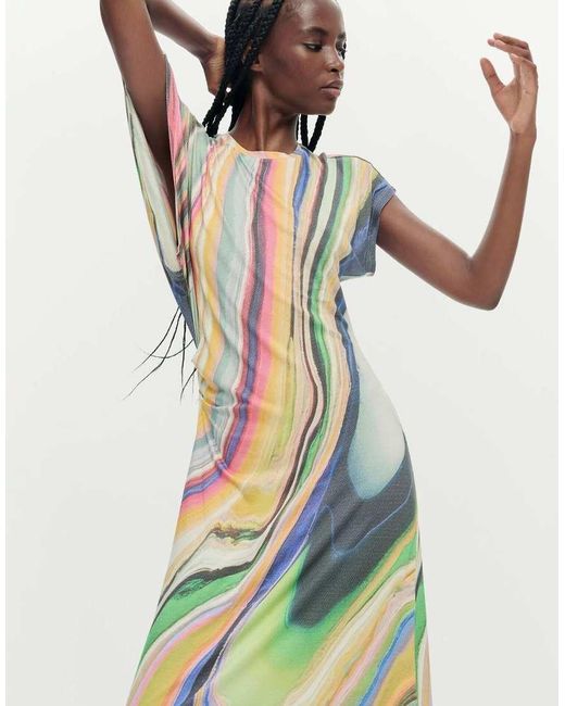 Desigual White Maxi Wave Dress
