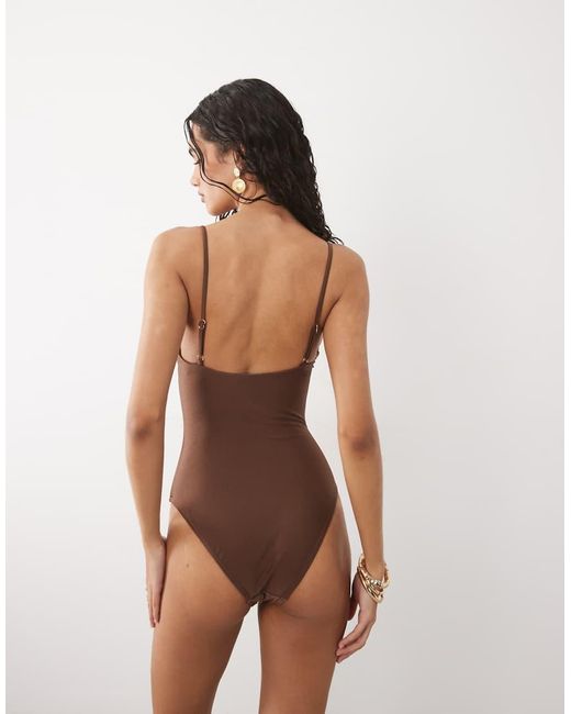 Accessorize Brown Beaded Swimsuit